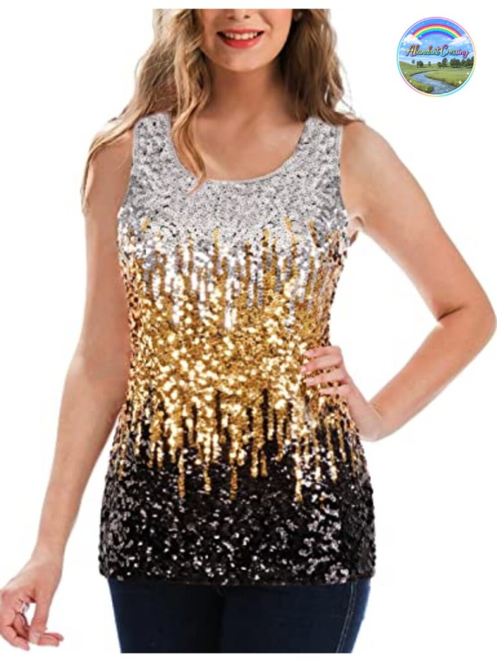 Sequin Tank Top Sleeveless Glitter Party Club Vest